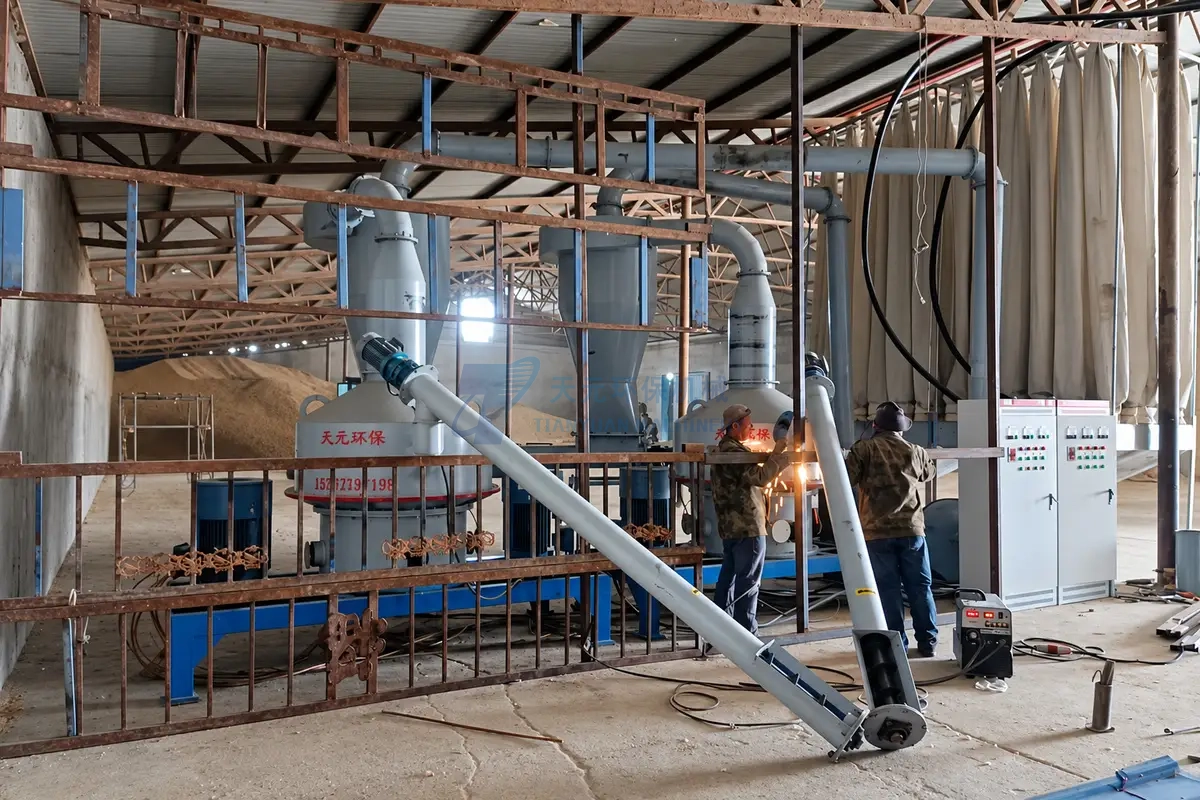 Two grinding mills at the Hebei corncob processing site