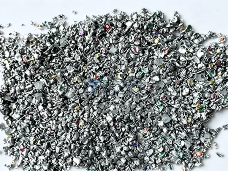 Crushed aluminum can pieces
