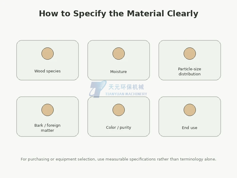 Key specification factors for wood powder and wood flour including species moisture particle size impurities and end use